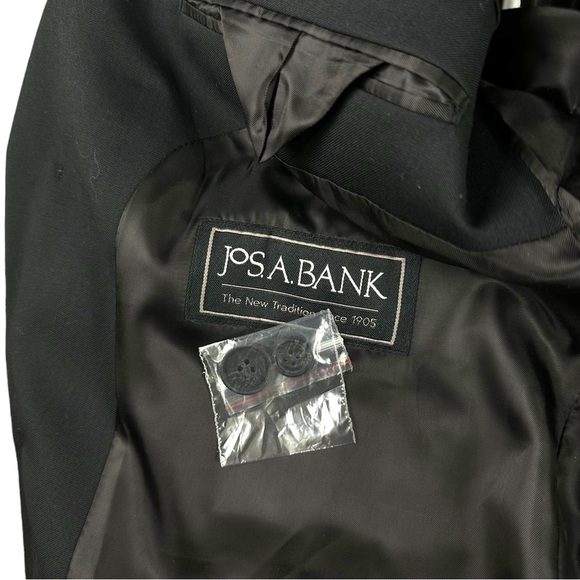 Jos A Bank Tailor Fit Mens Black 2 Button Suit Jacket Size 40L 100% Wool NWT - Picture 12 of 16